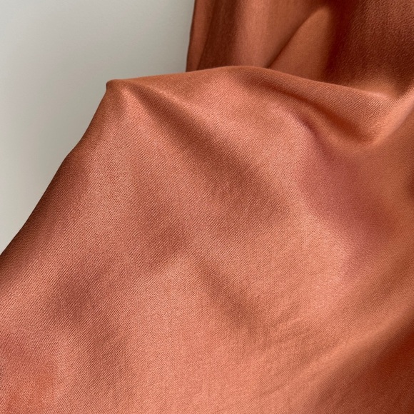 Socialite Terracotta/Pumpkin Orange Silky Bias Cut Midi Slit Skirt, Size XL - Picture 9 of 16